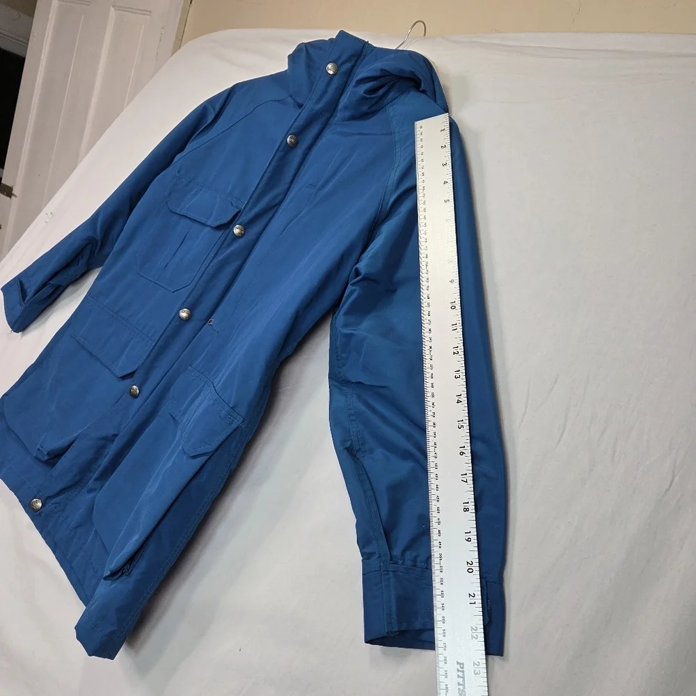 Vintage Woolrich Woman Blue Hooded Parka Jacket Wool Lined USA‎ Sz S